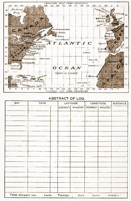 Track Chart and Abstract of Log (Unused) for the SS Rotterdam, 15 October 1914.
