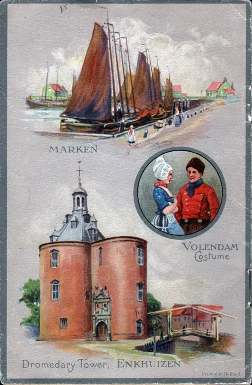 Back Cover of a Cabin Passenger List for the SS Rotterdam of the Holland-America Line, Departing Tuesday, 20 July 1926 from Rotterdam to New York via Boulogne-sur-Mer and Southampton.