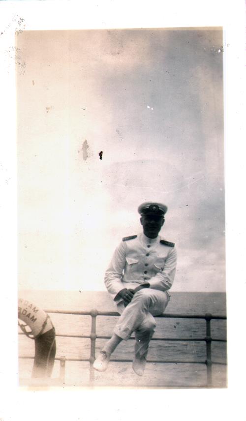 Holland-American Line Officer J. Munnik on board the TSS Rotterdam, 1929.