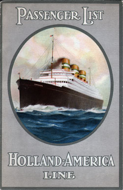 Passenger Manifest Cover, October 1931 Westbound Voyage - TSS Rotterdam 