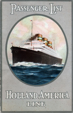 Passenger Manifest Cover, September 1933 Westbound Voyage - TSS Rotterdam 