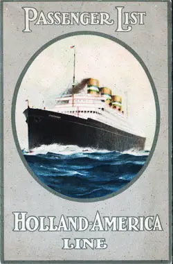 Front Cover, Holland-America Passenger Manifest - TSS Statendam 1934