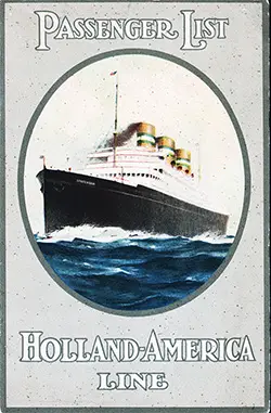 Front Cover, Holland-America Passenger Manifest - TSS Statendam 1934