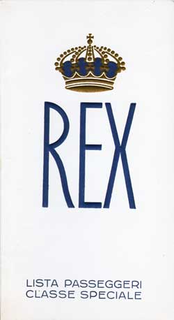 1935-08-21 Passenger List for SS Rex