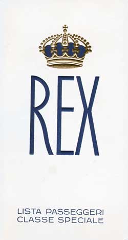 1935-09-13 Passenger List for SS Rex