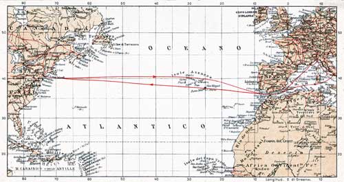 Italia Line Route Map, SS Rex Passenger List 13 September 1935.