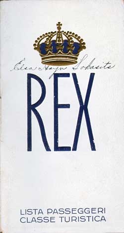 1939-10-06 Passenger Manifest for the SS Rex
