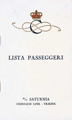 1929-08-25 Passenger List for SS Saturnia