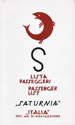 1950-07-04 Passenger List for SS Saturnia