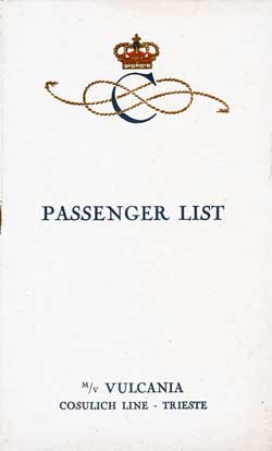 1930-08-19 Passenger Manifest for the SS Vulcania