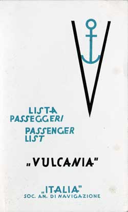 1951-05-25 Passenger Manifest for the SS Vulcania 