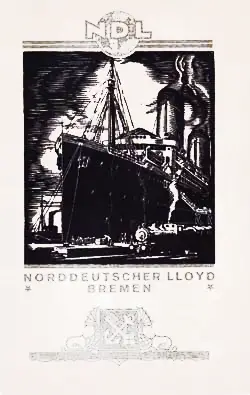 Front Cover of a Cabin Passenger List for the SS Bremen of the North German Lloyd, Departing Saturday, 7 April 1923 from Bremen to New York