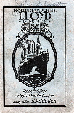 GGA Image ID # 17d344133c Front Cover of a Third Class Passenger List for the SS Bremen of the North German Lloyd, Departing 12 May 1923 from Bremen to New York