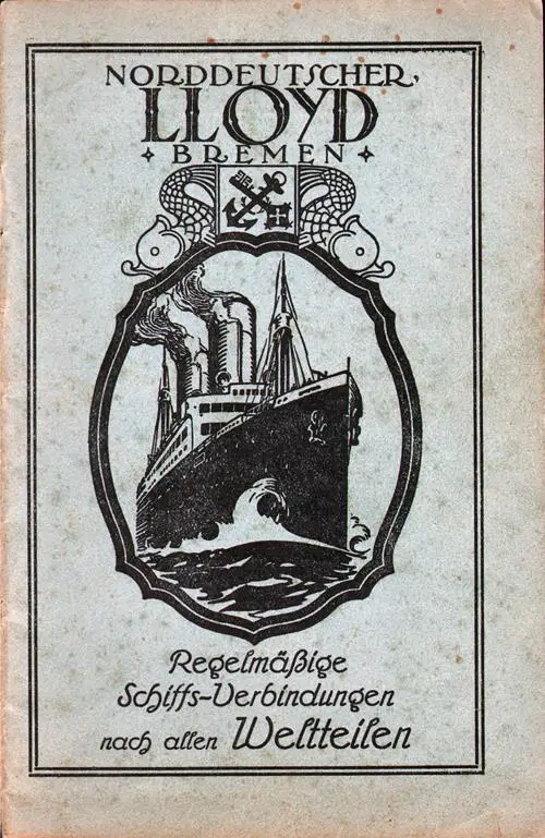 Front Cover of a Third Class Passenger List for the SS Bremen of the North German Lloyd, Departing Saturday, 27 February 1926 from Bremen to New York via Queenstown (Cobh)