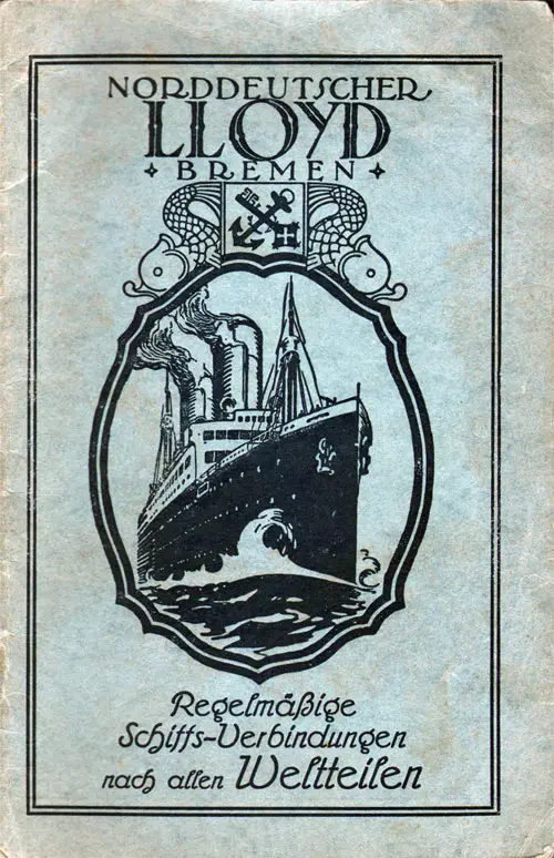 Front Cover of a Tourist Third Cabin and Third Class Passenger List for the SS Columbus of North German Lloyd, Departing Saturday, 20 October 1928 from Bremen to New York