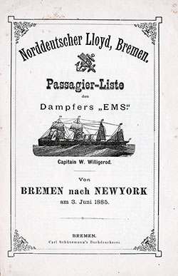 1885-06-03 Voyage of the SS Ems