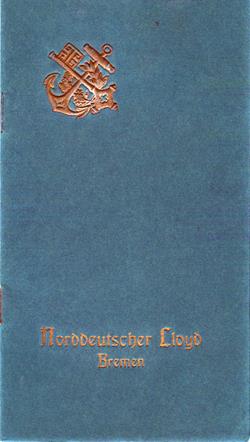 1909-04-10 Passenger Manifest for the SS Grosser Kurfurst