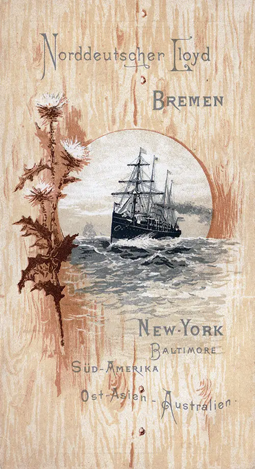 Front Cover, SS Werra Passenger List - 3 May 1890