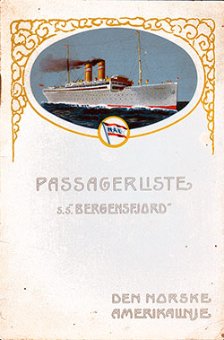 1915-08-18 Passenger Manifest for the SS Bergensfjord