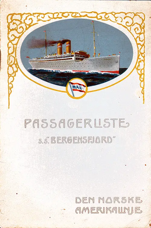 1915-08-18 Passenger Manifest for the SS Bergensfjord
