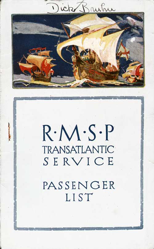 Front Cover, Cabin Passenger List for the SS Ohio of the RMSP, Departing 22 July 1924 from Hamburg to New York via Southampton and Cherbourg.