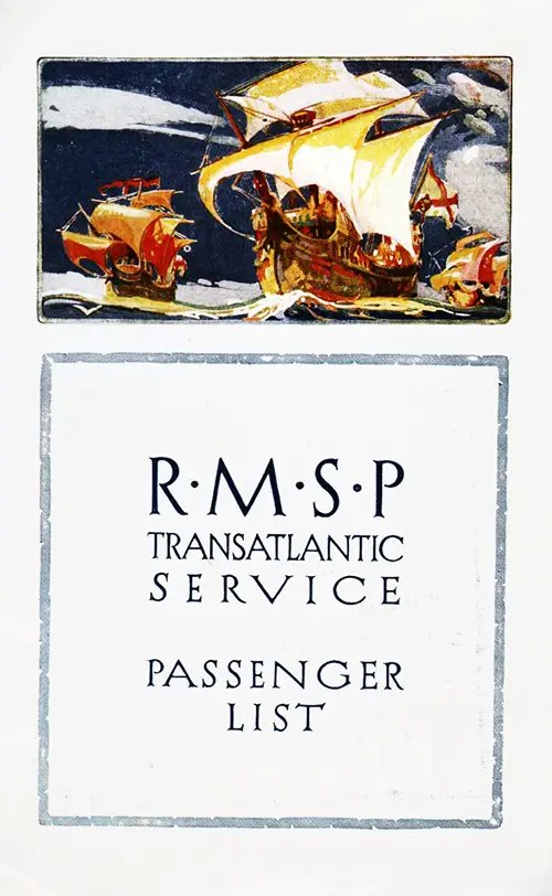 Front Cover, Cabin Passenger List for the SS Orbita of the RMSP, Departing Monday, 8 October 1924 from Hamburg to New York.
