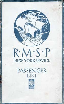 Front Cover, First and Second Class Passenger List for the SS Orca of the RMSP, Departing 19 December 1923 from Hamburg to New York.