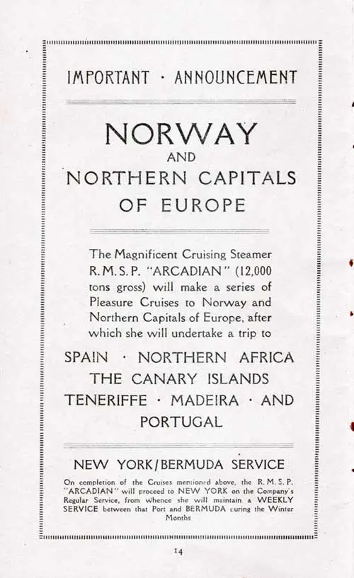 Advertisement: Cruise to Norway and the Northern Capitals of Europe.