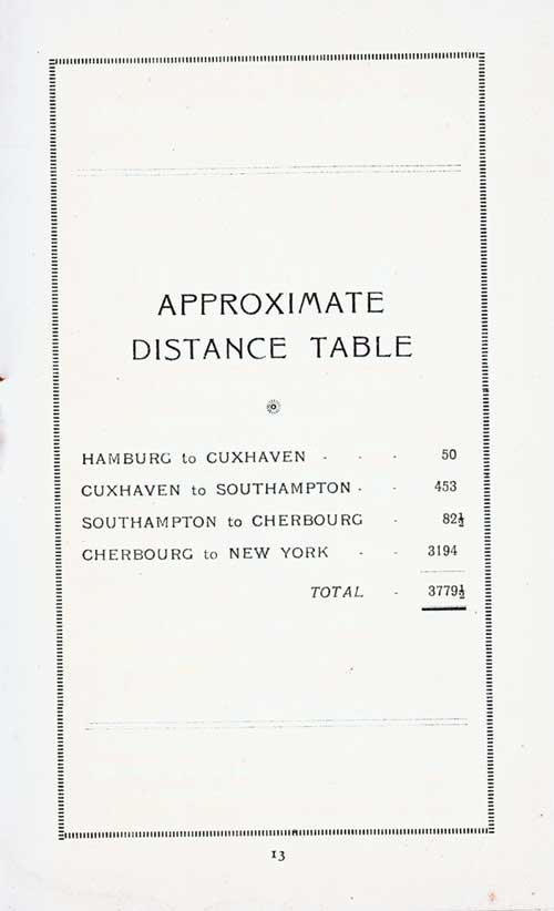 Approximate Distance Table.