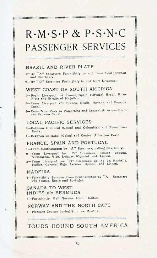 RMSP and PSNC Passenger Services, 1923.