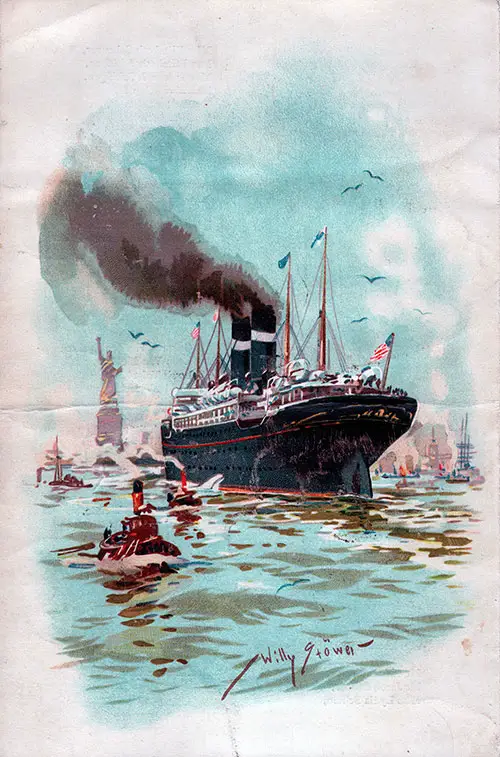 Back Cover, SS Vaderland Passenger List, 13 August 1904.