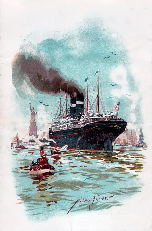 Back Cover, SS Vaderland Cabin Passenger List, 13 August 1904.