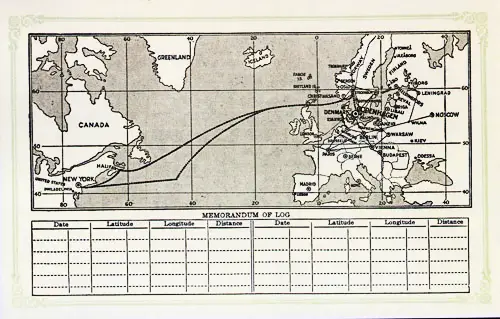 Route Map and Memorandum of Log (Unused), SS Hellig Olav Passenger List, 27 July 1929.