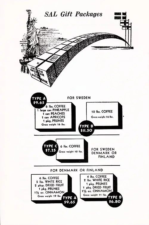 Swedish American Line (SAL) Gift Packages.