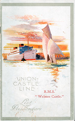1929-11-29 Passenger Manifest for the RMS Walmer Castle