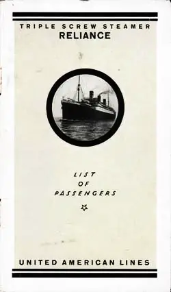 1923-07-10 Passenger Manifest from the SS Reliance