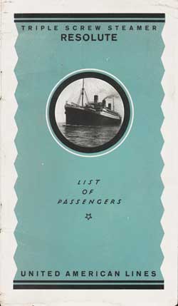 1923-07-24 Passenger Manifest for the SS Resolute