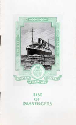 1925-09-08 Passenger Manifest for the SS Resolute
