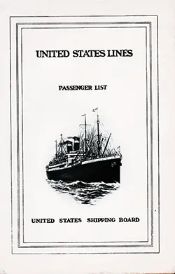 GGA Image ID # 1e2d87d3ec Front Cover, Cabin Passenger List for the SS America of the United States Lines, Departing 27 July 1924 from Bremen to New York.