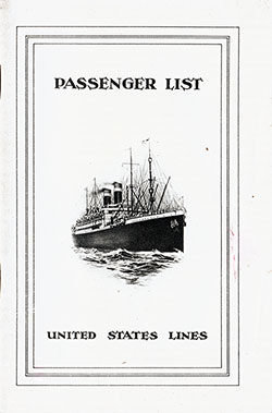 1925-08-05 Passenger Manifest for the SS America