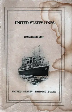 Front Cover, Passenger Manifest, SS George Washington, United States Lines, August 1924