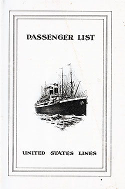 1925-09-23 Passenger Manifest for the SS George Washington