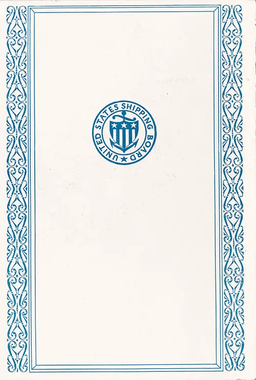 Back Cover, Tourist Third Cabin Passenger List from the 19 May 1928 Voyage of the SS George Washington of the United States Lines.