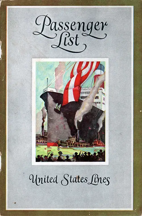 Passenger List, United States Lines SS Leviathan 1926