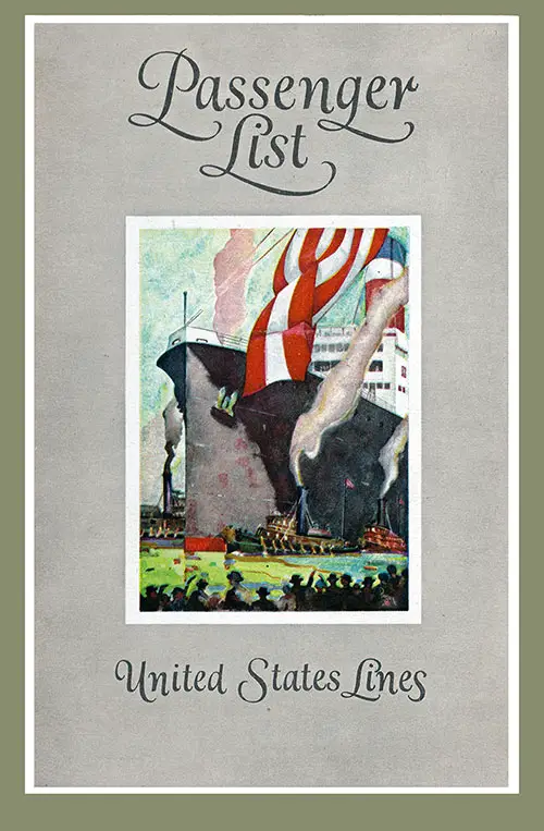 Front Cover, Passenger List, United States Lines SS Leviathan, 19 April 1927