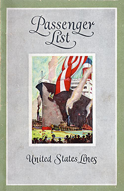 Front Cover, Passenger List, United States Lines SS Leviathan, 21 June 1927