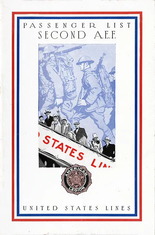 Front Cover, Passenger List, United States Lines SS Leviathan, 11 October 1927