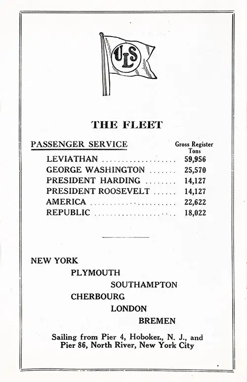 USL Fleet List, 1926.