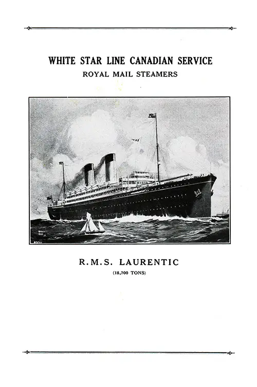 Advertisement: RMS Laurentic Canadian Service of the White Star Line.