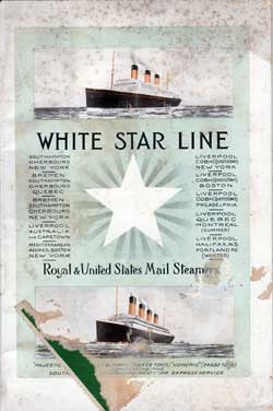 Passenger Manifest, White Star Line RMS Majestic 1922